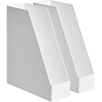 Amazon Basics Organizador de plástico- revistero- blanco- paquete de 2